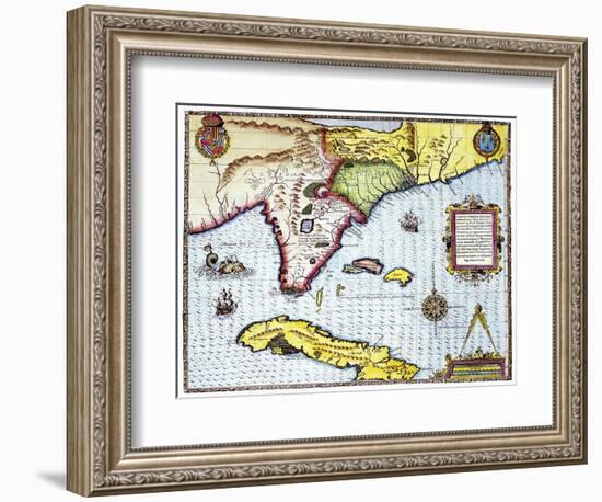 Florida: Map, 1591-Theodor de Bry-Framed Giclee Print