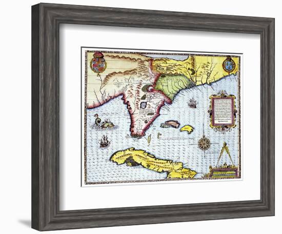 Florida: Map, 1591-Theodor de Bry-Framed Giclee Print