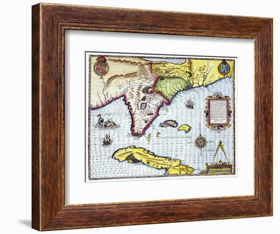 Florida: Map, 1591-Theodor de Bry-Framed Giclee Print