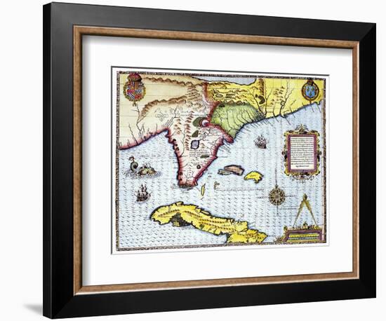 Florida: Map, 1591-Theodor de Bry-Framed Giclee Print