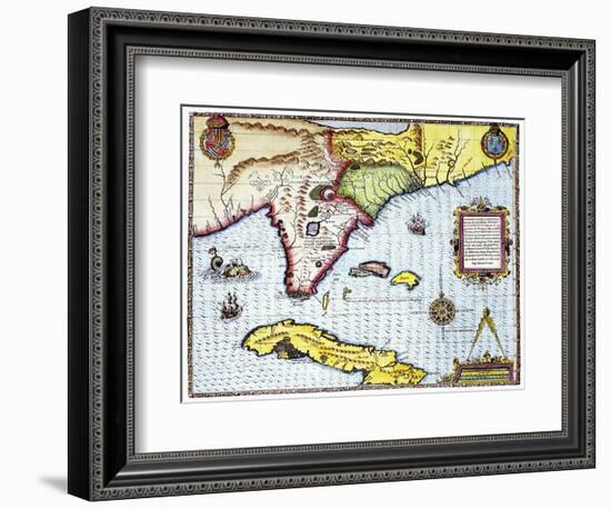 Florida: Map, 1591-Theodor de Bry-Framed Giclee Print