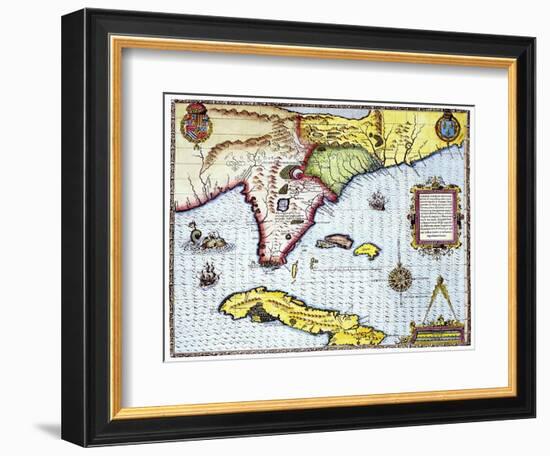 Florida: Map, 1591-Theodor de Bry-Framed Giclee Print