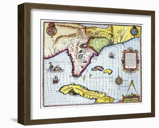 Florida: Map, 1591-Theodor de Bry-Framed Giclee Print