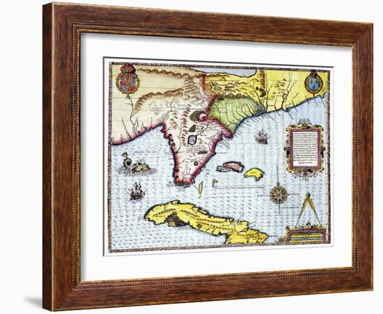 Florida: Map, 1591-Theodor de Bry-Framed Giclee Print