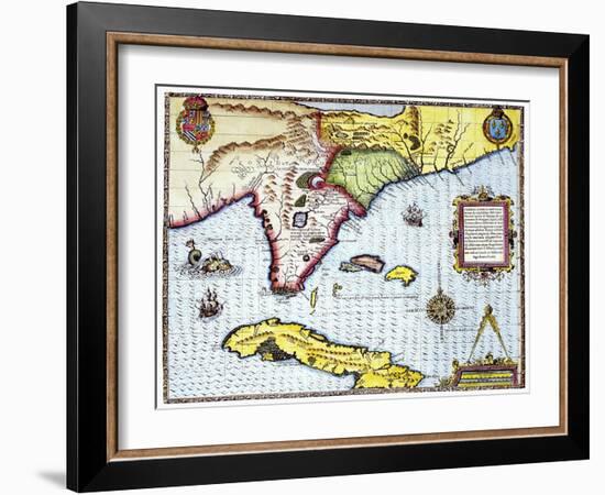 Florida: Map, 1591-Theodor de Bry-Framed Giclee Print