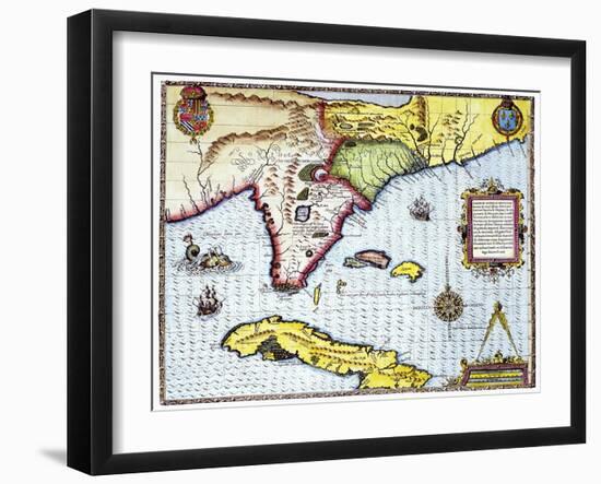 Florida: Map, 1591-Theodor de Bry-Framed Giclee Print