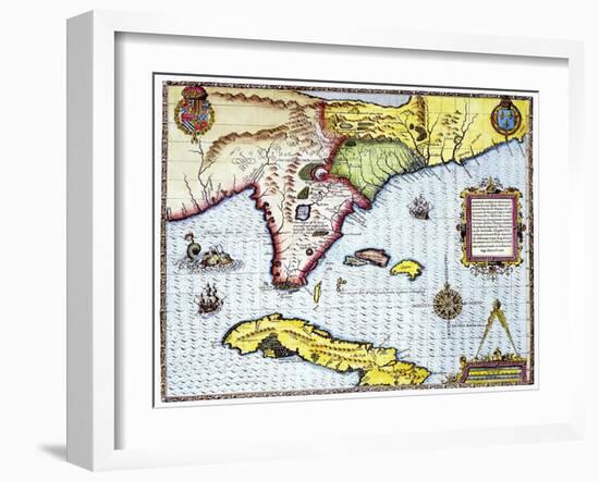 Florida: Map, 1591-Theodor de Bry-Framed Giclee Print