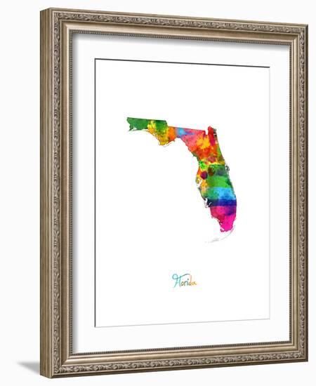 Florida Map-Michael Tompsett-Framed Art Print