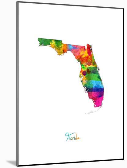 Florida Map-Michael Tompsett-Mounted Art Print