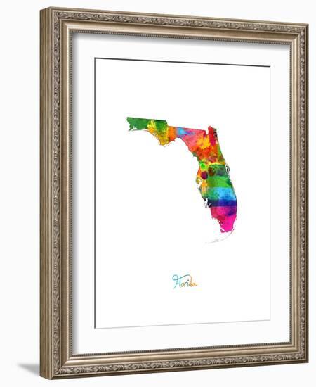 Florida Map-Michael Tompsett-Framed Premium Giclee Print