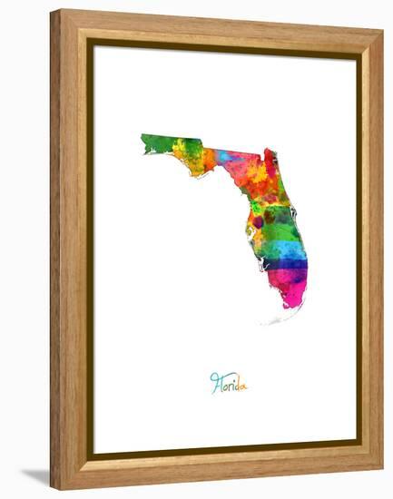 Florida Map-Michael Tompsett-Framed Stretched Canvas