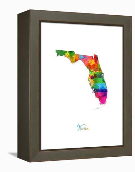 Florida Map-Michael Tompsett-Framed Stretched Canvas