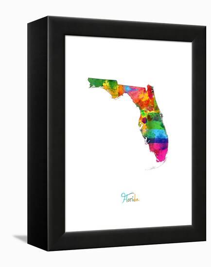 Florida Map-Michael Tompsett-Framed Stretched Canvas