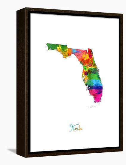 Florida Map-Michael Tompsett-Framed Stretched Canvas