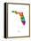 Florida Map-Michael Tompsett-Framed Stretched Canvas