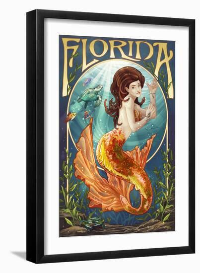 Florida - Mermaid-Lantern Press-Framed Art Print