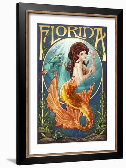 Florida - Mermaid-Lantern Press-Framed Art Print