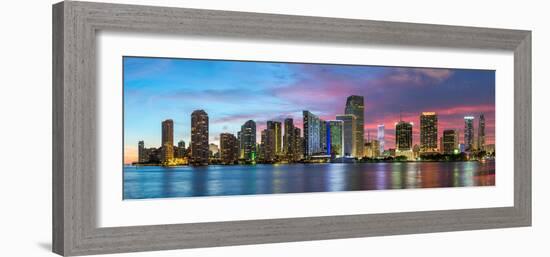 Florida, Miami Skyline at Dusk-John Kellerman-Framed Photographic Print