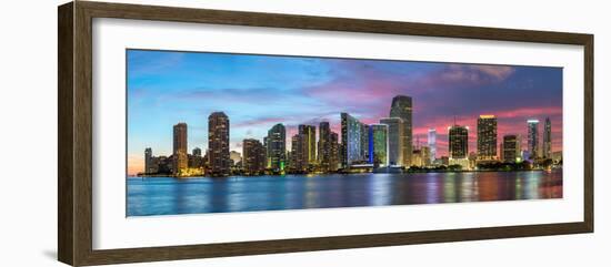 Florida, Miami Skyline at Dusk-John Kellerman-Framed Photographic Print