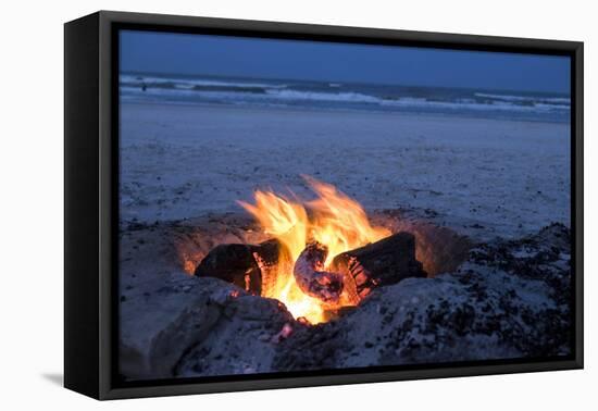 Florida, New Smyrna Beach, Campfire on the Beach-Lisa S. Engelbrecht-Framed Premier Image Canvas