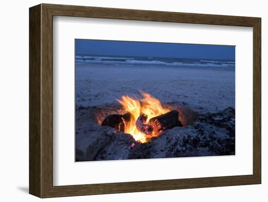 Florida, New Smyrna Beach, Campfire on the Beach-Lisa S. Engelbrecht-Framed Photographic Print