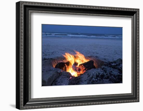 Florida, New Smyrna Beach, Campfire on the Beach-Lisa S. Engelbrecht-Framed Photographic Print