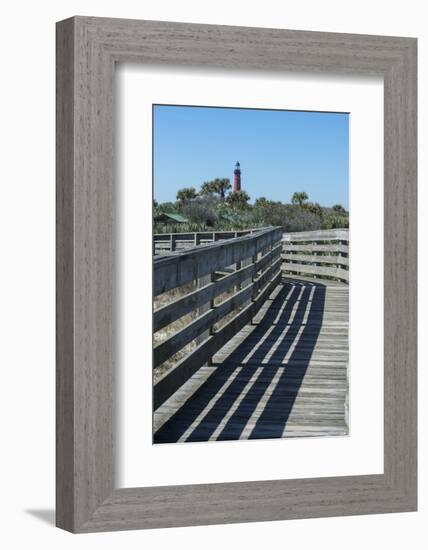 Florida, New Smyrna Beach, Smyrna Dunes Park, Boardwalk, Ponce Inlet Lighthouse-Jim Engelbrecht-Framed Photographic Print