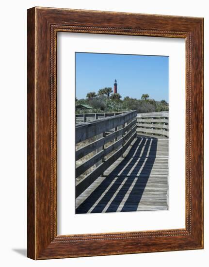 Florida, New Smyrna Beach, Smyrna Dunes Park, Boardwalk, Ponce Inlet Lighthouse-Jim Engelbrecht-Framed Photographic Print