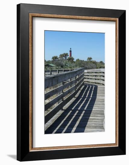 Florida, New Smyrna Beach, Smyrna Dunes Park, Boardwalk, Ponce Inlet Lighthouse-Jim Engelbrecht-Framed Photographic Print