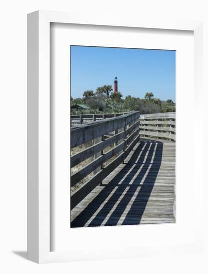 Florida, New Smyrna Beach, Smyrna Dunes Park, Boardwalk, Ponce Inlet Lighthouse-Jim Engelbrecht-Framed Photographic Print