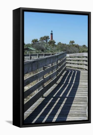 Florida, New Smyrna Beach, Smyrna Dunes Park, Boardwalk, Ponce Inlet Lighthouse-Jim Engelbrecht-Framed Premier Image Canvas