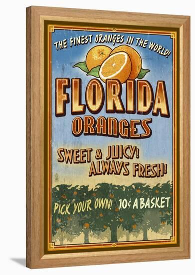 Florida - Orange Orchard Sign-Lantern Press-Framed Stretched Canvas