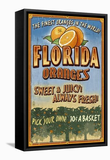 Florida - Orange Orchard Sign-Lantern Press-Framed Stretched Canvas