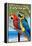 Florida - Parrots-Lantern Press-Framed Stretched Canvas