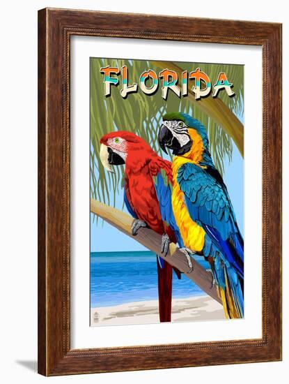 Florida - Parrots-Lantern Press-Framed Art Print