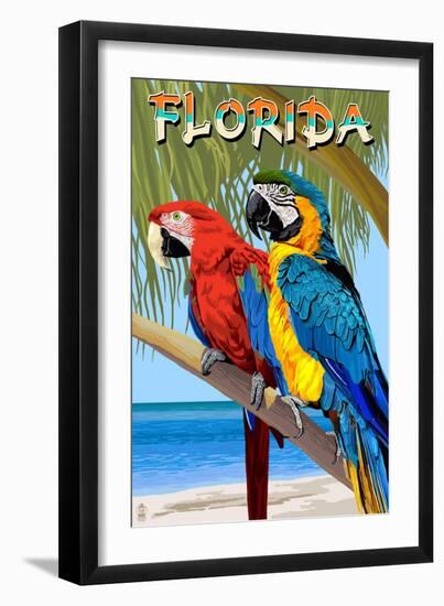 Florida - Parrots-Lantern Press-Framed Art Print