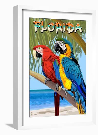 Florida - Parrots-Lantern Press-Framed Art Print