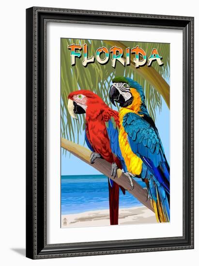 Florida - Parrots-Lantern Press-Framed Art Print