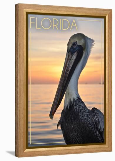 Florida - Pelican-Lantern Press-Framed Stretched Canvas