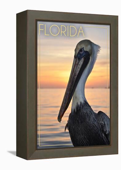 Florida - Pelican-Lantern Press-Framed Stretched Canvas