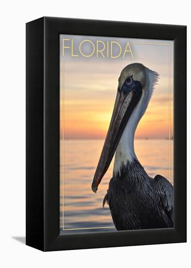 Florida - Pelican-Lantern Press-Framed Stretched Canvas