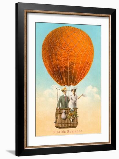 Florida Romance Couple in Orange Balloon-null-Framed Art Print