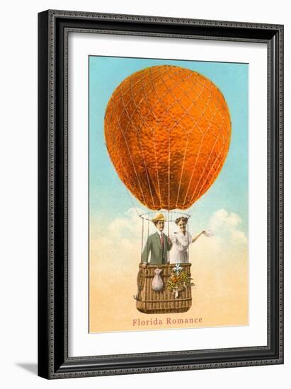 Florida Romance Couple in Orange Balloon-null-Framed Art Print