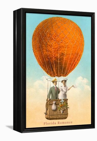 Florida Romance Couple in Orange Balloon-null-Framed Stretched Canvas