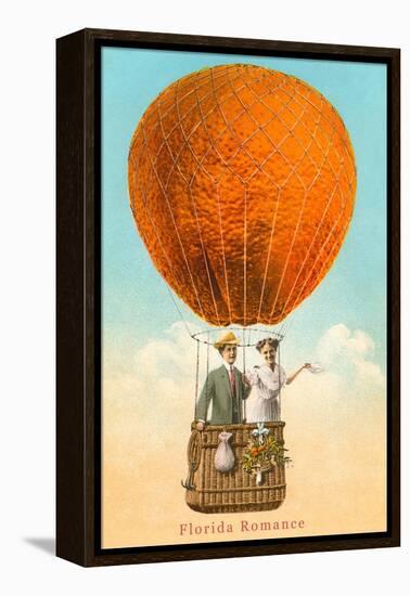 Florida Romance Couple in Orange Balloon-null-Framed Stretched Canvas