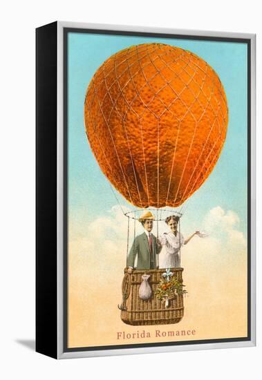 Florida Romance Couple in Orange Balloon-null-Framed Stretched Canvas