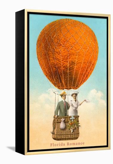 Florida Romance Couple in Orange Balloon-null-Framed Stretched Canvas