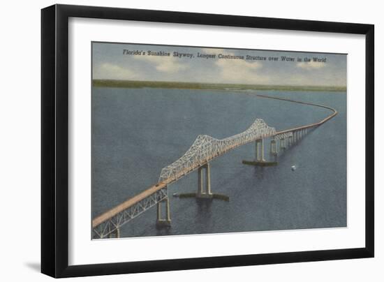 Florida's Sunshine Skyway Bridge - Florida-Lantern Press-Framed Art Print