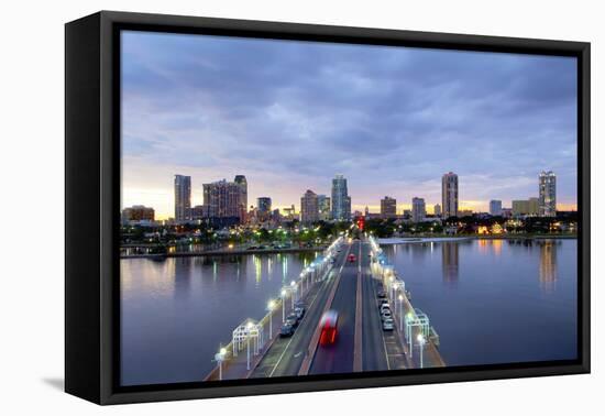 Florida, Saint Petersburg, Skyline, Tampa Bay, Pier, Pinellas County-John Coletti-Framed Premier Image Canvas