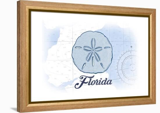 Florida - Sand Dollar - Blue - Coastal Icon-Lantern Press-Framed Stretched Canvas